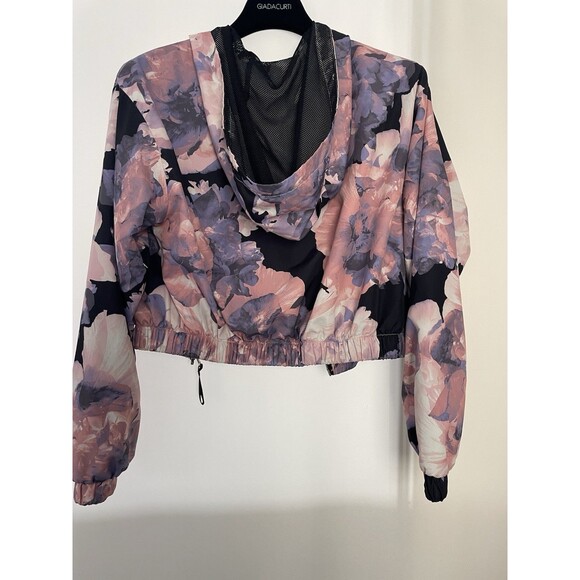 Forever 21 Cropped Hoodie Bomber Floral Jacket Pockets Full Zip SZ XS - Picture 5 of 8